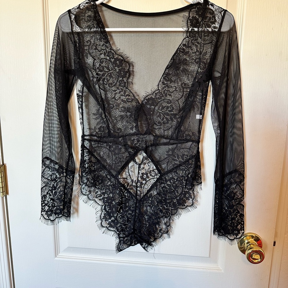 Elegant Black Lace Bodysuit